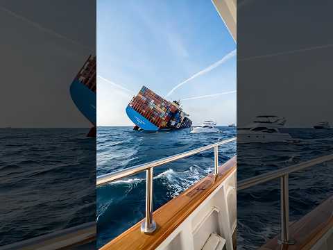 Heart-Stopping Moment:Containers Swept into Sea from Cargo Ship #CargoShipThriller