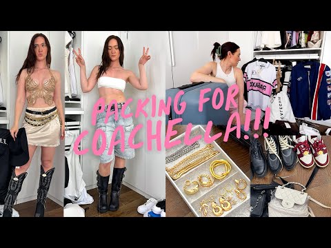 Packing for COACHELLA 2024!! Outfits, Accessories, Makeup + More!!