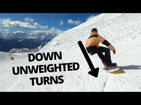無配重單板滑雪板向下轉彎 (Down Unweighted Snowboard Turns)