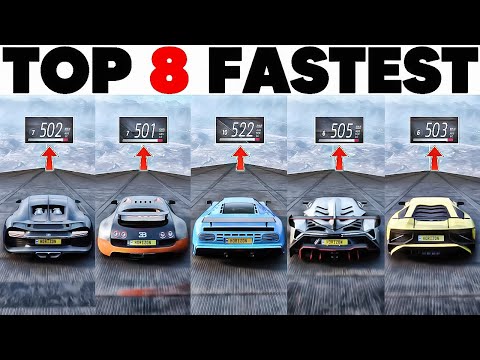 Top 8 Fastest Bugatti Vs Lamborghini Cars in Forza Horizon 5! Extremely Downhill Top Speed + Jump