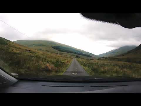 Driving through Glen Douglas in Scotland in an MG ZS