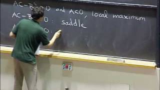 Lec 10: Second derivative test; boundaries & infinity | MIT 18.02 Multivariable Calculus, Fall 2007