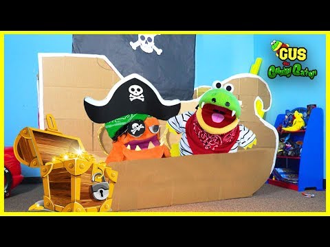 Gus Pretend Play With Box Fort Pirate Ship And Hunt For - roblox gus bumps song