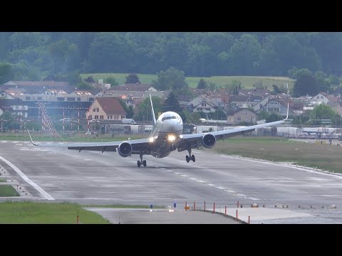 United Airlines B767 DRAMATIC TOUCH AND GO at Zurich Airport