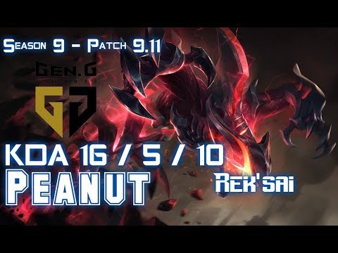 Gen Peanut REK'SAI vs ELISE Jungle - Patch 9.11 KR Ranked
