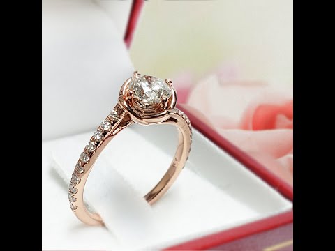 Art Nouveau Inspired Floral Engagement Ring in 18k Rose gold