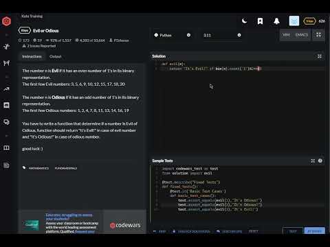 Codewars Python Evil Or Odious