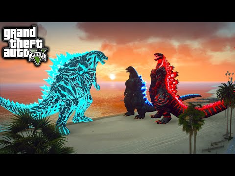 Godzilla Earth ゴジラ・アース Vs Red Shin Godzilla, Heisei Godzilla ( GTA V Mods )