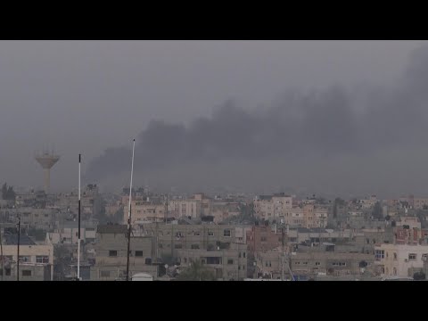 Smoke rises over Khan Yunis as seen from Rafah | AFP