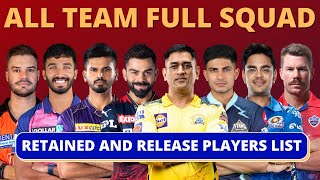 All 10 Teams RETAINED and RELEASE Players List IPL 2023 | All 10 Teams Remaining Purse | Full Squad