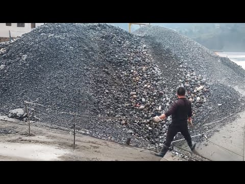 Barge Unloading 4890 Tons of Small Pebbles - Part 1, Beginning - Relaxing Flow Video