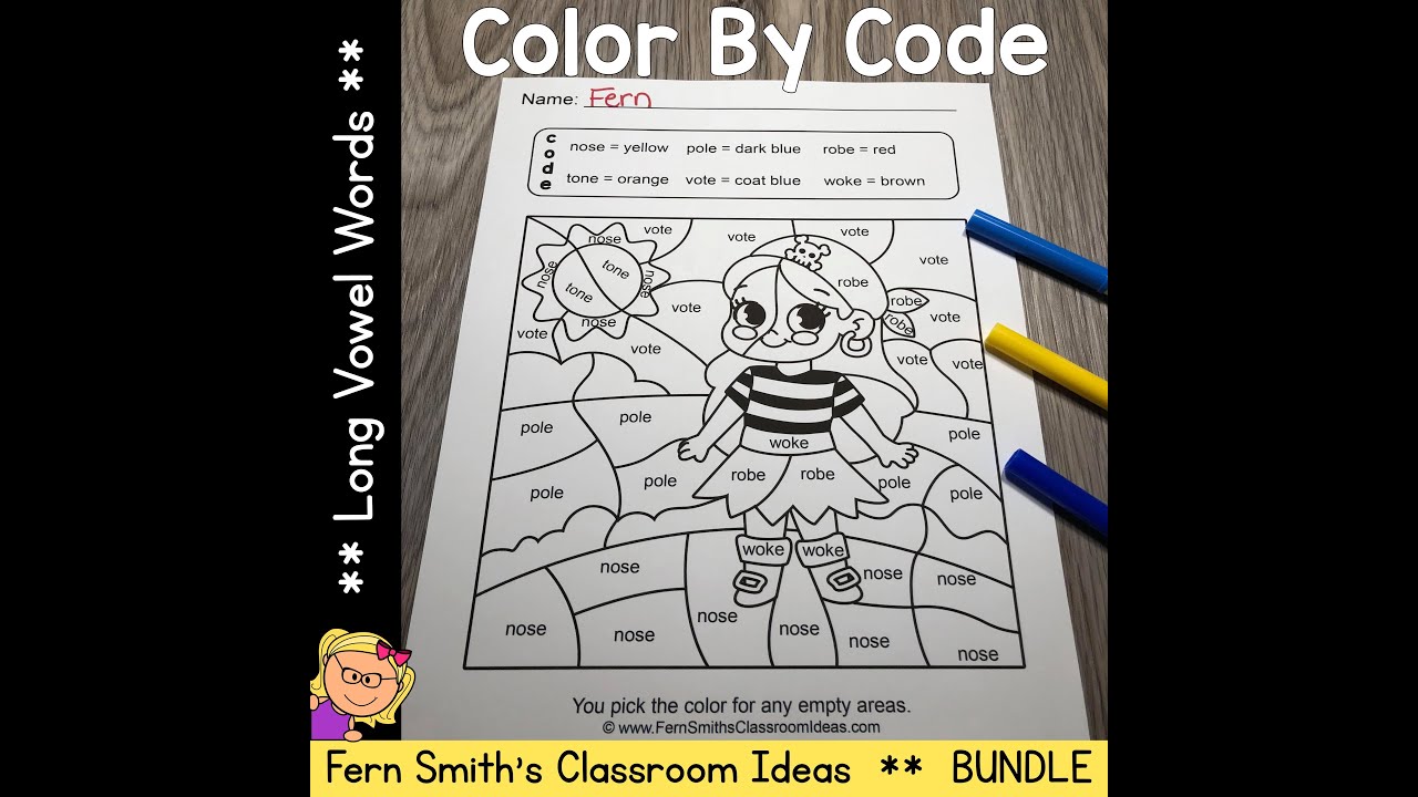 Long Vowels Color By Code Bundle
