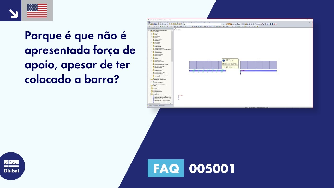 Porque é que não é apresentada a força de apoio apesar de eu ter modelado a fundação elástica de barra?