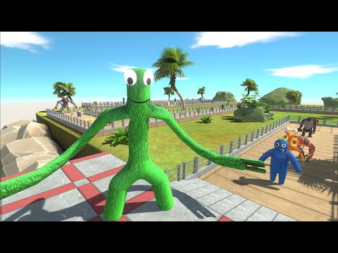 RAINBOW FRIEND GREEN VS AVENGERS AND MONSTER DEATH RUN - Animal Revolt Battle Simulator