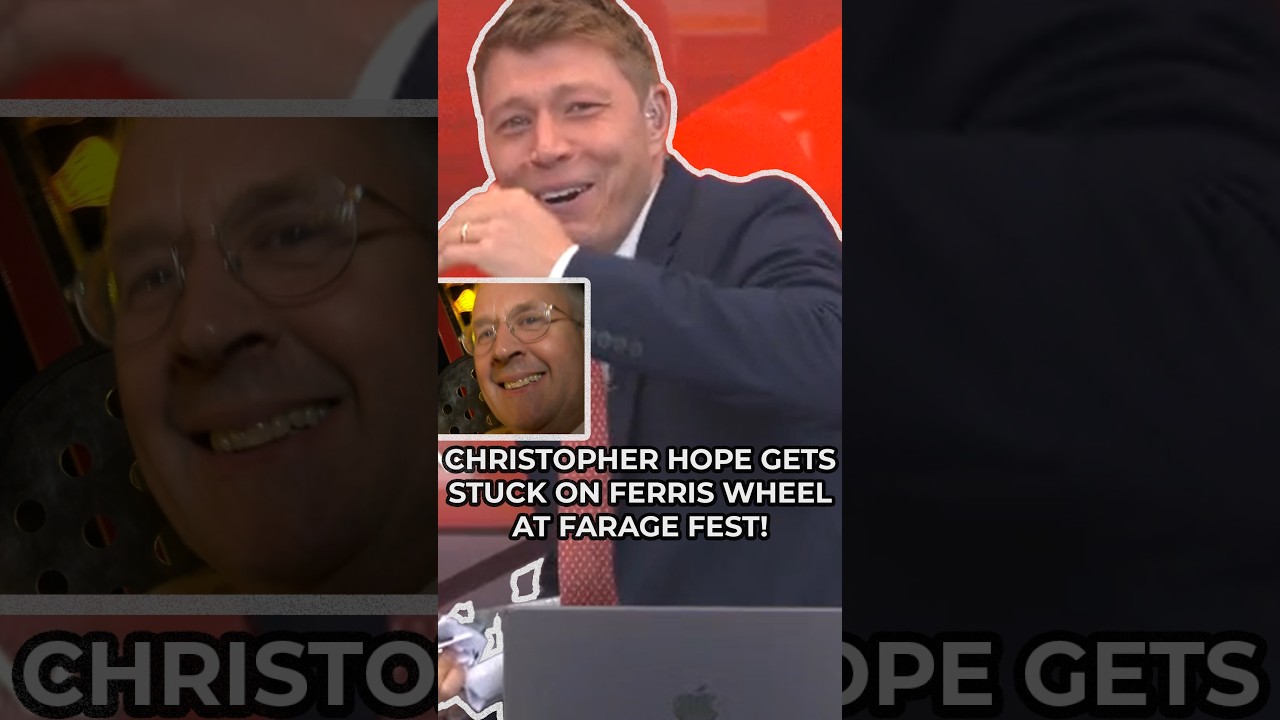 Video: GB News reporter Christopher Hope stuck on Ferris wheel at Farage Fest in Essex
