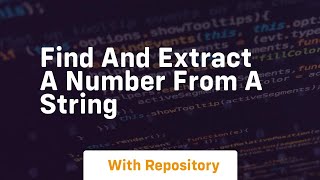 find and extract a number from a string