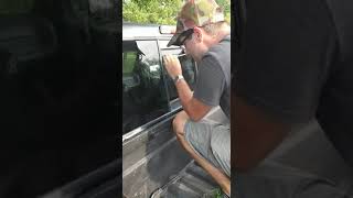 Break into truck with coat hanger