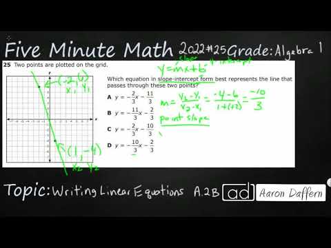 Algebra 1 STAAR Practice Writing Linear Equations in Various Forms (A.2B - #5)