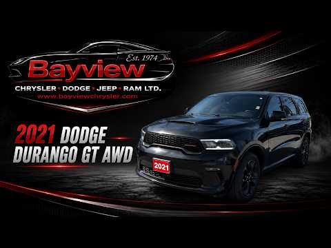 2021 Dodge Durango GT AWD in Black for sale at Bayview Chrysler Dodge Jeep Ram in Sarnia, ON