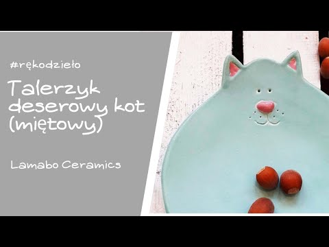 Miętowy ceramiczny talerzyk deserowy - Rękodzieło na prezent - Lamabo Ceramics