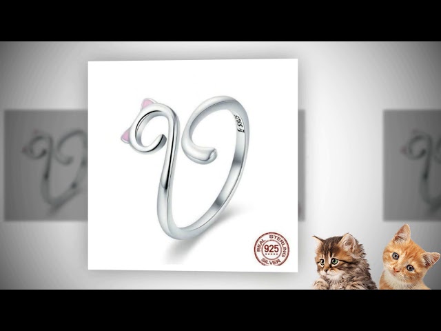 Vídeo relacionado con POPLYKE Anillo de gato para mujer de plata de ley 925, anillo de Hello Kitty, anillo con estampado de pata de gato, anillo de animales, anillo ajustable, anillos abiertos para amantes de los animales,