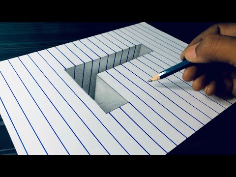 Draw a Letter L Hole on Line Paper - 3D Trick art