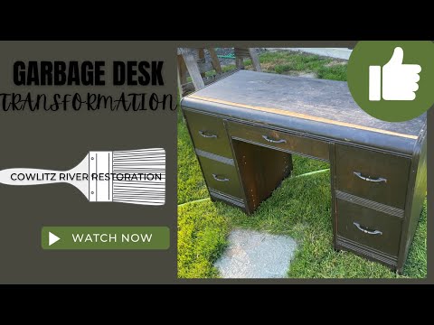 Garbage Desk and stool combo restored and refinished