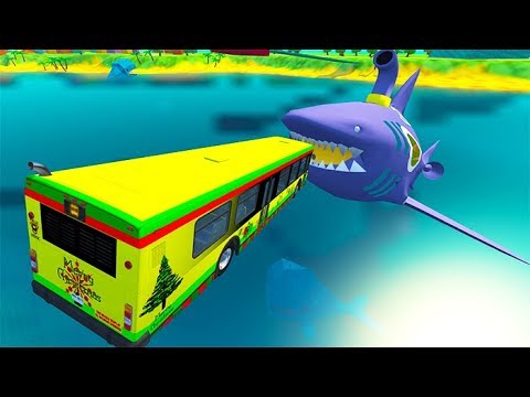 BeamNG drive - Throwing Cars At Sharks Car Jumps & Crashes