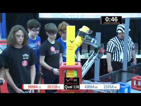 2015 VRC Engr Q116 - 9898A 2011B vs 4309A 2105A - 74 to 31 - VEX Worlds 2015 - Engineering Division