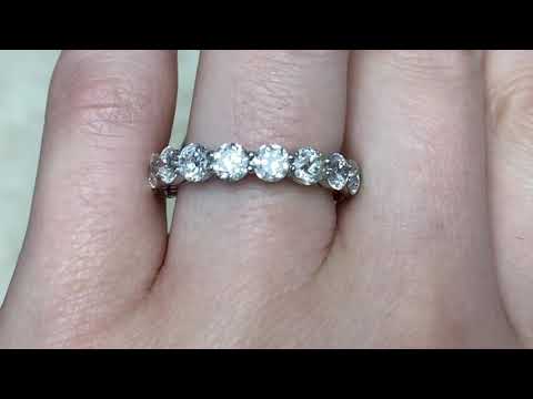 Old European Cut Diamond Shared Prong Platinum Wedding Band - Villanova Band - Hand Video