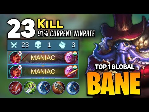 2X MANIAC! Bane Best Build Jungle [ Top 1 Global Bane Gameplay ] By StarkTzy™ - Mobile Legends