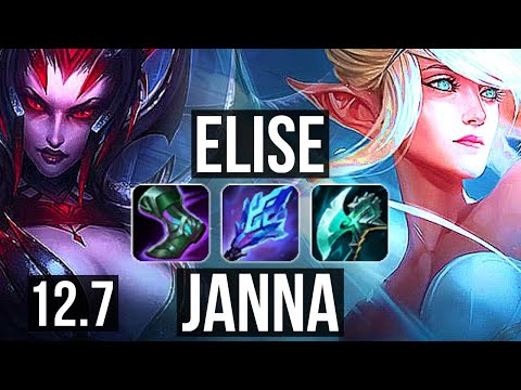ELISE & Xayah vs JANNA & Ez (SUP) | Rank 1 Elise, 7/2/8, Dominating | KR Challenger | 12.7