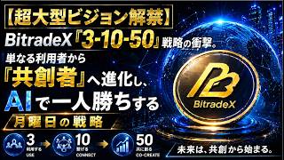 【超大型ビジョン解禁】BitradeX「3-10-50」戦略の衝撃。単なる利用者から「共創者」へ進化し、AIで一人勝ちする月曜日の戦略