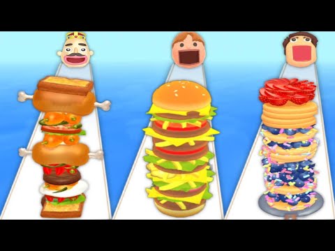 SANDWICH RUNNER vs BURGER RUSH vs PANCAKE RUN - Triple Food Gameplay 2023