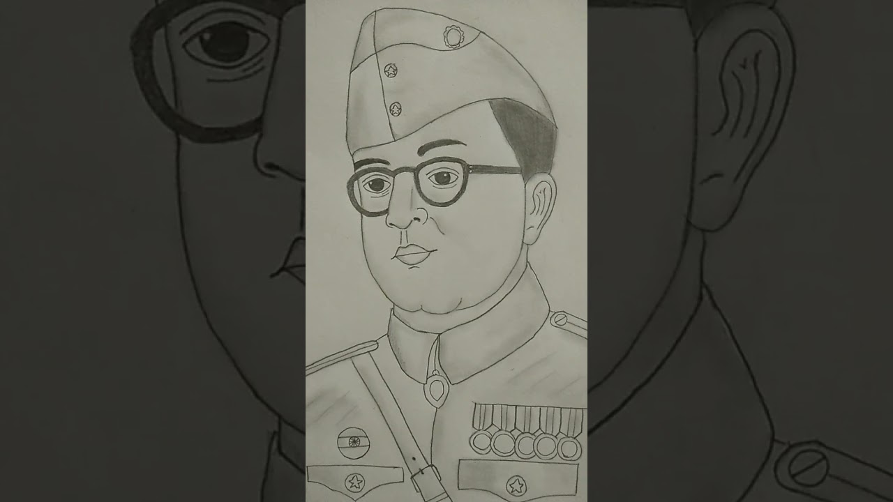 Subhash Chandra Bose Drawing #Shorts
