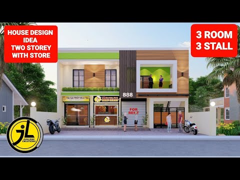 HOUSE DESIGN IDEA | TWO STOREY WITH COMMERCIAL SPACE | By: junliray creations