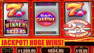 JACKPOT! BIG WINS on 3 Reel JACKPOT CARNIVAL! Top Dollar Grand + 2x 3x Red White & Blue slot play!