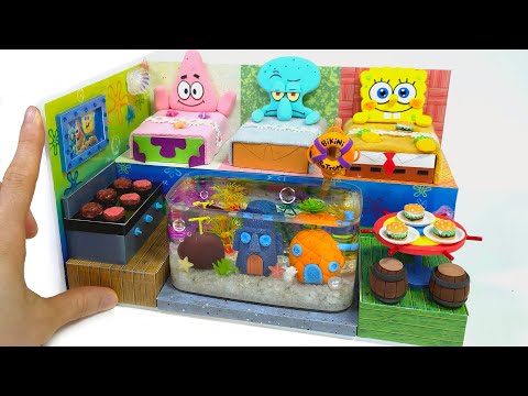 #diy DIY Miniature Spongebob & friends Cute Board House♥Making Spongebob ♥Patrick star♥ Squidward