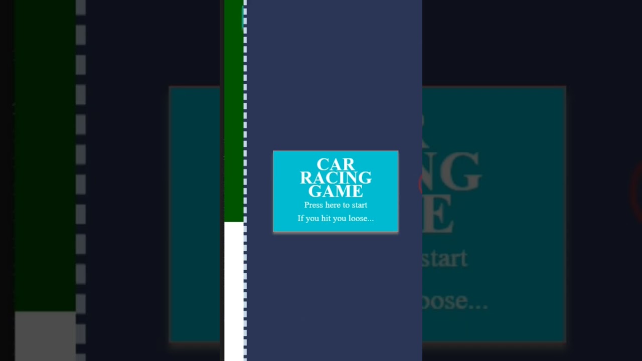 CAR RACING GAME USING HTML CSS JS #codinglover #programming #python #coder #frontendwebdeveloper