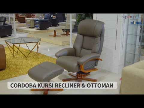 Gambar Informa Cordoba Kursi Recliner & Ottoman Kulit - Abu-Abu