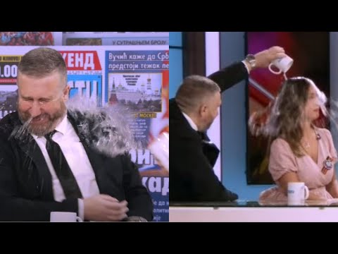 DO SAD NEVIDJENI HAOS NA MALIM EKRANIMA - Polivanje vodom tokom rasprave da li je Djindjic izdajnik!