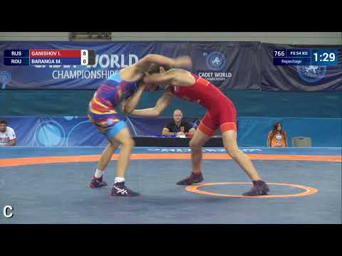 Repechage FS - 54 kg: I. GANISHOV (RUS) df. M. BARANGA (ROU) by VSU, 10-0