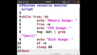 Bash script system monitoring information like CPU usage, memory usage, and disk space: