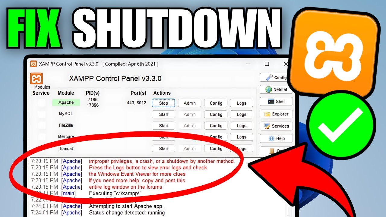 How To Fix Apache Unexpectedly Shut Down in XAMPP