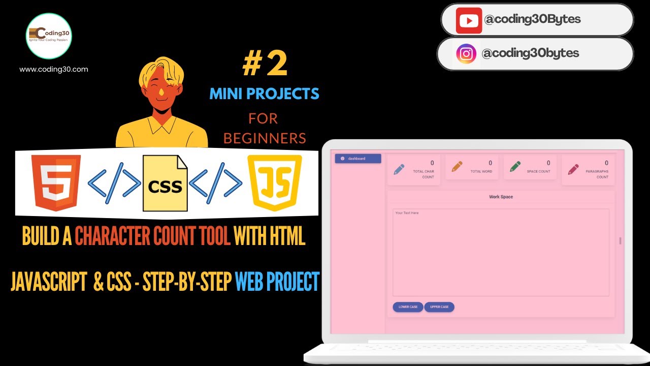 Build a Character Count Tool with HTML & CSS - Step-by-Step Web Project | #coding30bytes