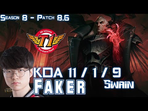 SKT T1 Faker SWAIN vs CASSIOPEIA Mid - Patch 8.6 KR Ranked