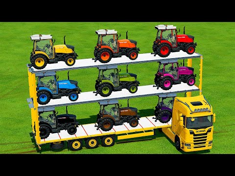 TRANSPORT SMALL COLORED FENDT TRACTORS WITH SCANIA TRUCK - Farming Simulator 22