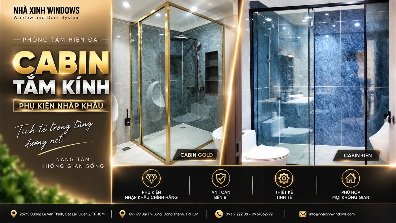CABIN PHÒNG TẮM KÍNH CAO CẤP | Trượt Êm – Giảm Chấn Thông Minh | Nhà Xinh Windows