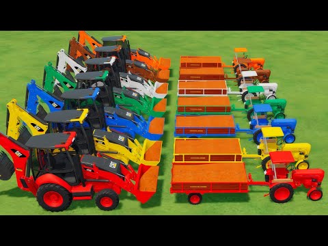 Mini Tractors with Colors - Sorghum Load Work with Porsche Mini Tractors & Backhoe Loaders - FS22