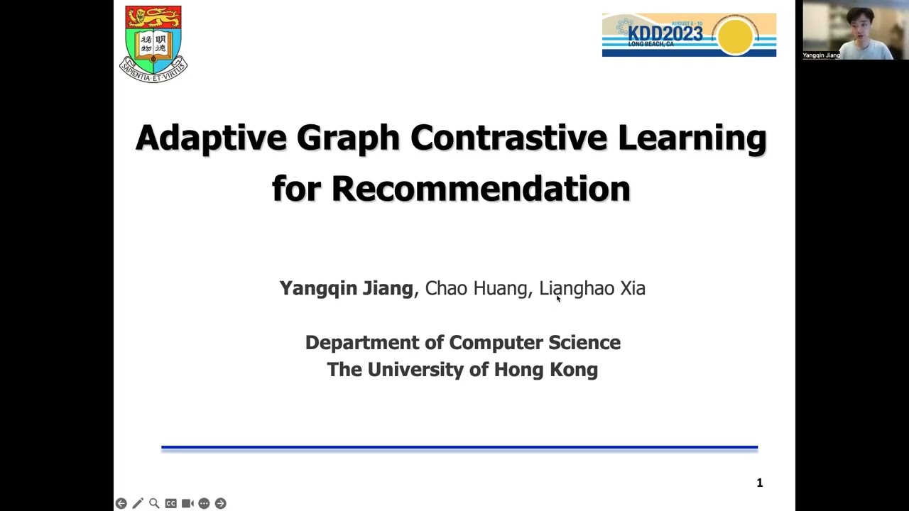 KDD 2023 - Adaptive Graph Contrastive Learning for Recommendation